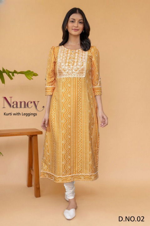 Nancy Arya Thread Mirror Work Rayon Kurti With Bottom Wholesale Shop In Surat